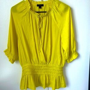 Current Air chartreuse blouse with neck tie. Size medium.